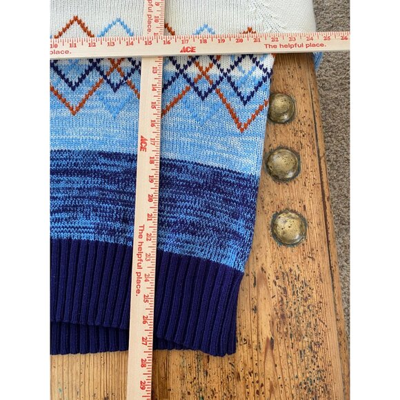 Broadway University Shop XL Vintage Sweater Striped Blue Brown Knit Pullover - Picture 7 of 7